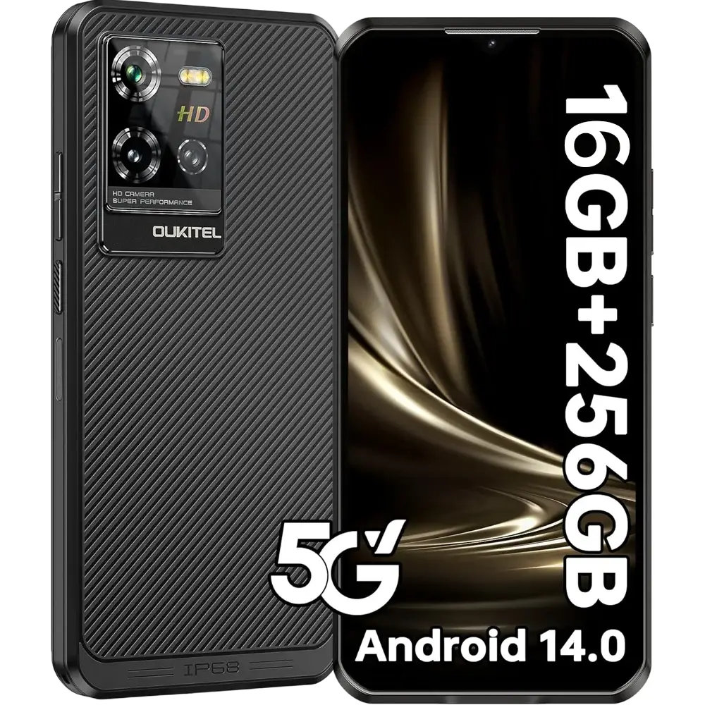 Telefon rezistent Oukitel WP50, 5G, Dual SIM, 6.6  , 256GB, NFC, GPS, Senzor Amprenta, Android 14, Black