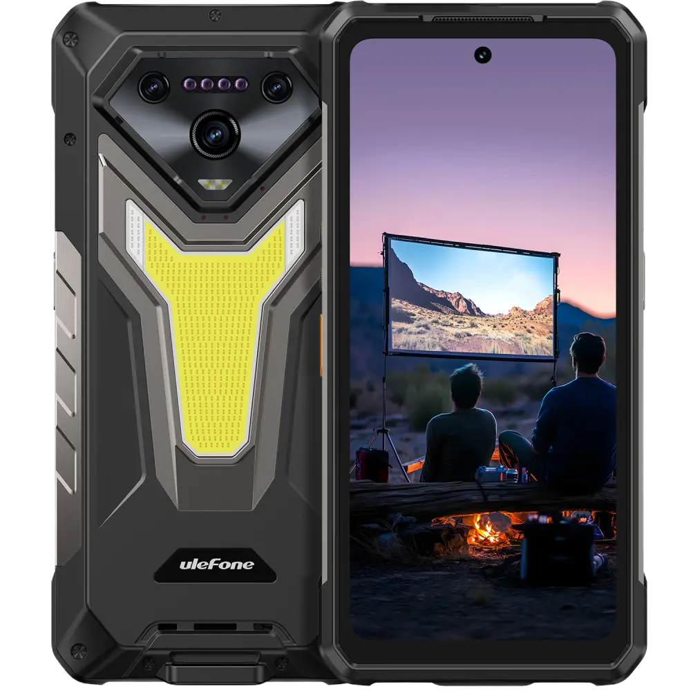 Telefon rugged Ulefone Armor 34 Pro Plus, 5G, Proiector Video Autofocus, 16GB RAM, 512GB, Lanterna si Lumina RGB SOS 1100lm, 25500mAh, NFC, Android 15