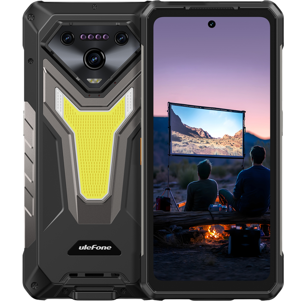 Telefon rugged Ulefone Armor 34 Pro Plus, 5G, Proiector Video Autofocus, 16GB RAM, 512GB, Lanterna si Lumina RGB SOS 1100lm, 25500mAh, NFC, Android 15