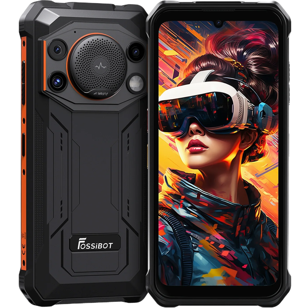 Telefon rugged Fossibot F110L, 4G, 6.75-inch, T615 Tiger, 4GB RAM + 128GB, NFC, Difuzor Puternic 128dB, Android 15, Orange