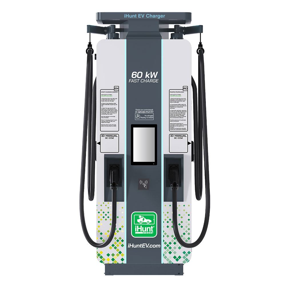 Statie de incarcare ultra rapida cu monetizare  iHunt EV DC 60KW, 2 x CCS2 - Integrare iHuntEV