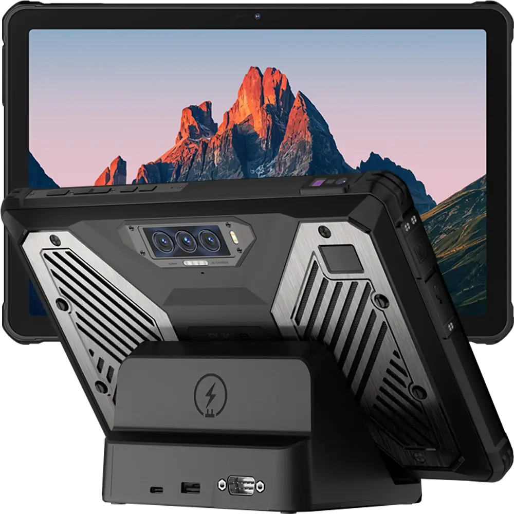 Tableta profesionala Oukitel RT10 Industry, 5G, Wi-Fi, 11   120Hz, Dimensity 7400X, 12GB RAM, 512GB, NFC, 2D Barcode Scanner SE4710, 12 PogoPins, USB, RS232, RJ45, FAP10, 25000mAh, Android 15
