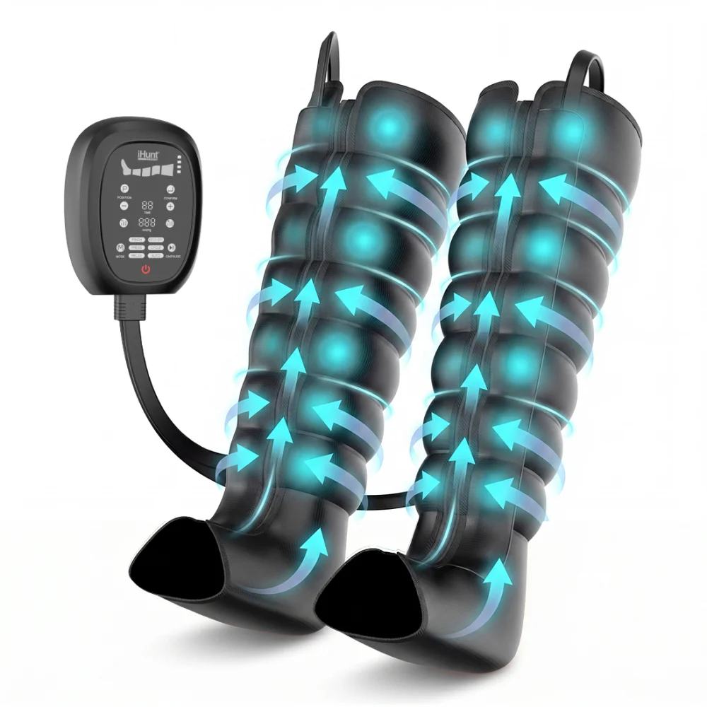 Cizme de presoterapie si drenaj limfatic iHunt Recovery Boots Pro, Aparat masaj compresie pneumatica picioare, Recuperare sportiva, Reincarcabil