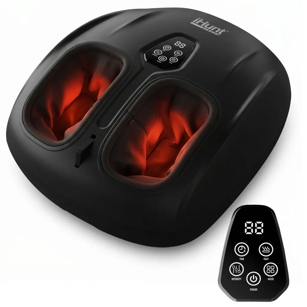 Aparat de masaj pentru picioare si talpi iHunt Foot Relax Air Heat, Reflexoterapie, Compresie cu perne de aer, Incalzire, Role masaj