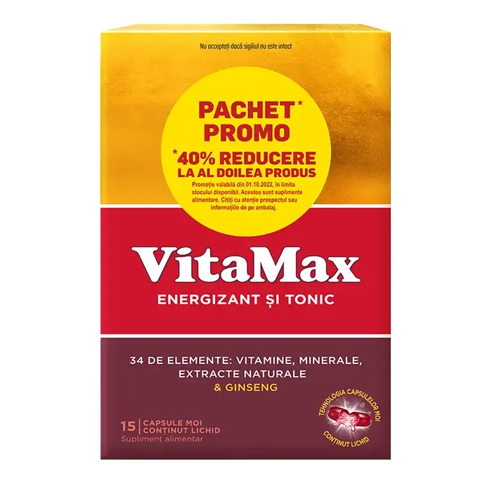 Pachet Vitamax, 15 capsule moi + 15 capsule moi, Perrigo