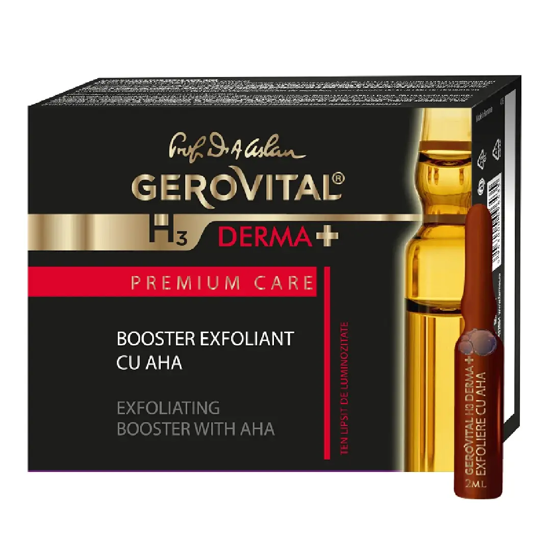 Booster exfoliant cu AHA H3 Derma+ Premium Care, 4 fiole, Gerovital