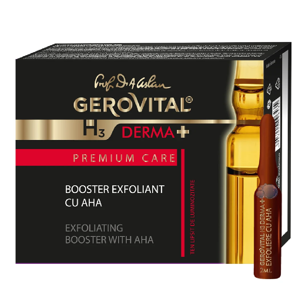 Booster exfoliant cu AHA H3 Derma+ Premium Care, 4 fiole, Gerovital