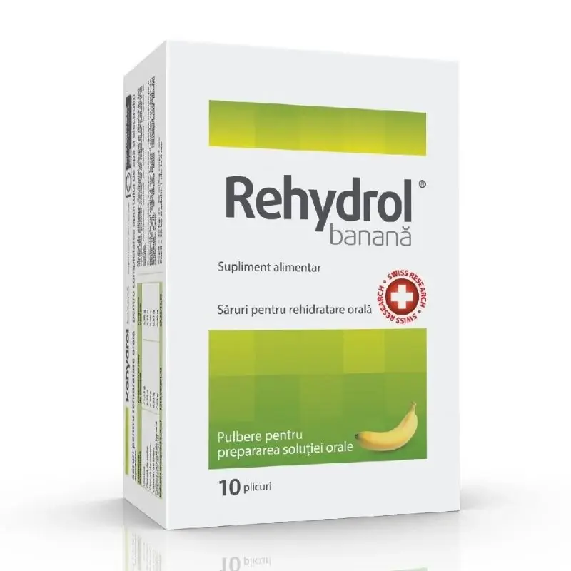 Saruri de rehidratare cu aroma de banana Rehydrol, 10 plicuri, Mba Pharma Innovation