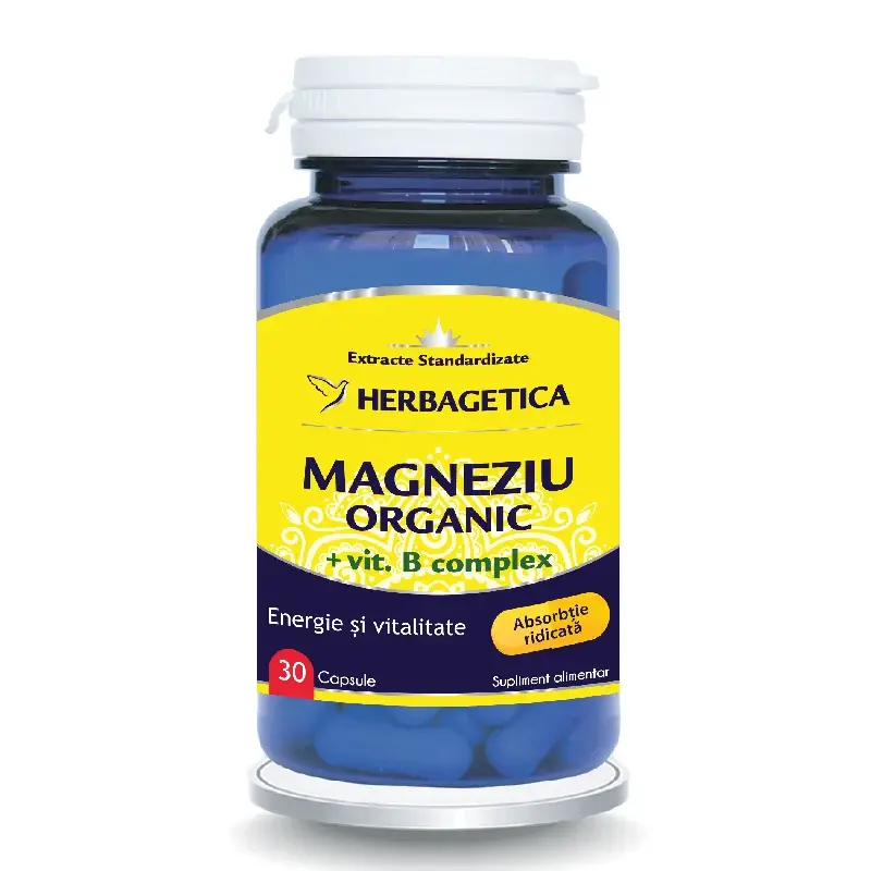 Magneziu Organic cu Vitamina B complex, 30 capsule, Herbagetica