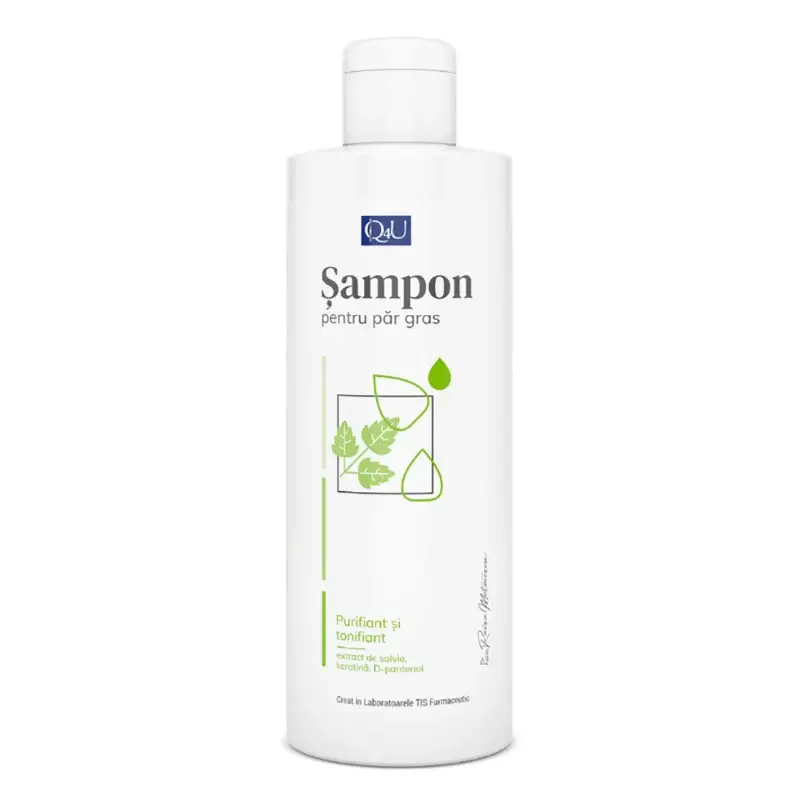 Sampon pentu par gras Q4U, 200 ml, Tis Farmaceutic
