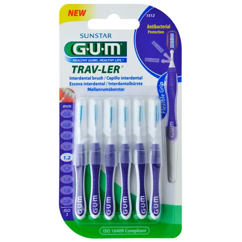 Perii interdentare Trav-Ler, 1.2 mm, mov, 6 bucati, Sunstar Gum