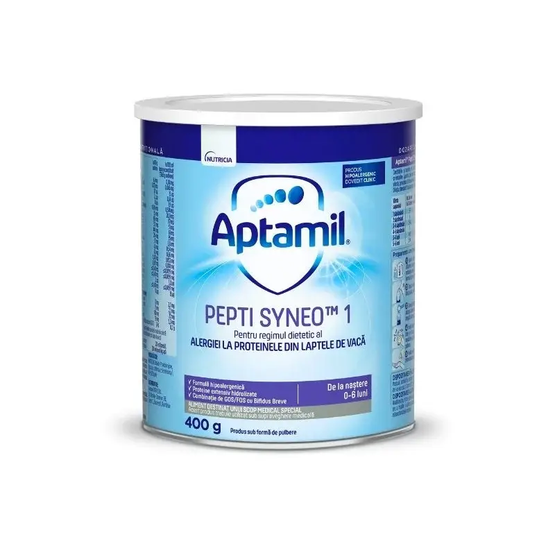 Formula de lapte Pepti Syneo 1, 0- 6 luni, 400 g, Aptamil
