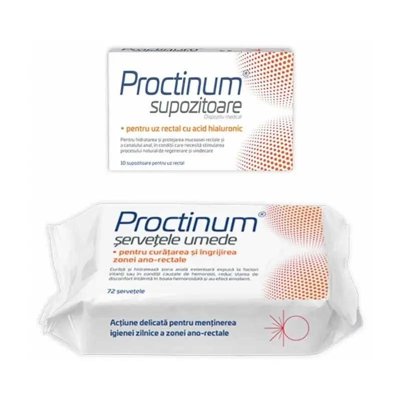 10 supozitoare Proctinum+ Servetele umede 72 bucati, Zdrovit
