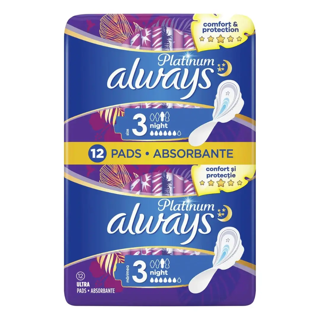 Absorbante Platinum Night, 12 bucati, Always