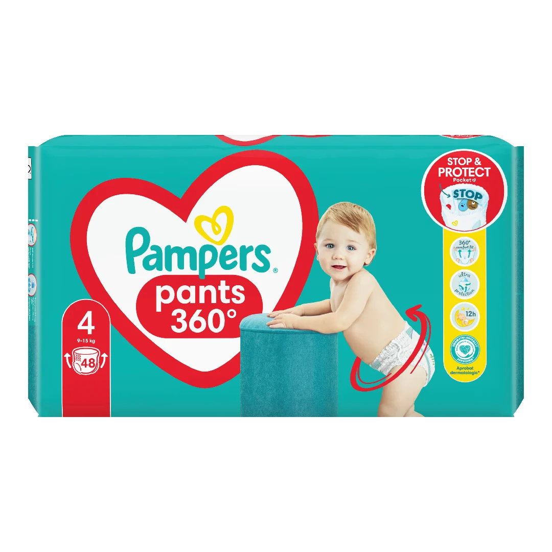 Scutece chilotel Active Baby Pants Nr.4, 9-15 kg, 48 bucati, Pampers