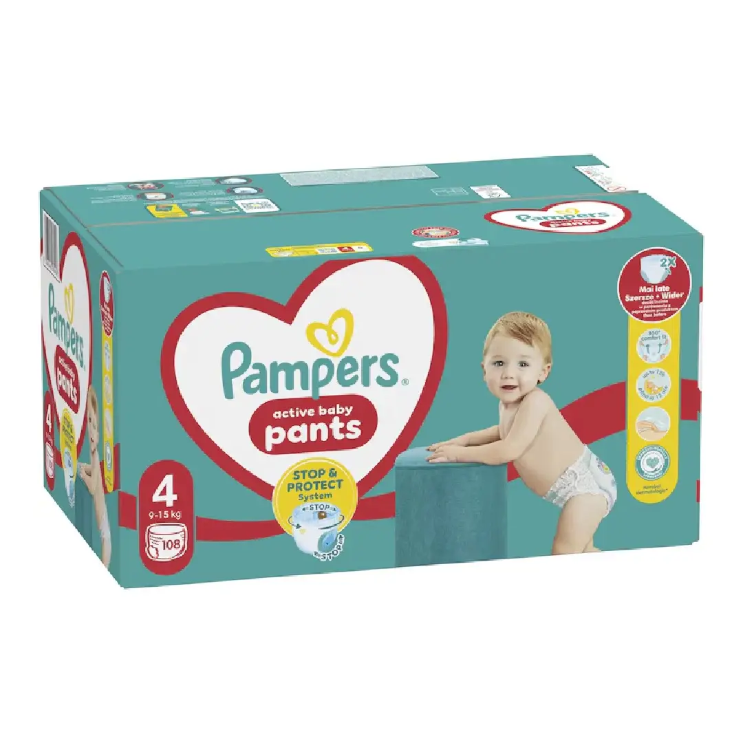 Scutece chilotel Active Baby Pants Nr.4, 9-15 kg, 108 bucati, Pampers
