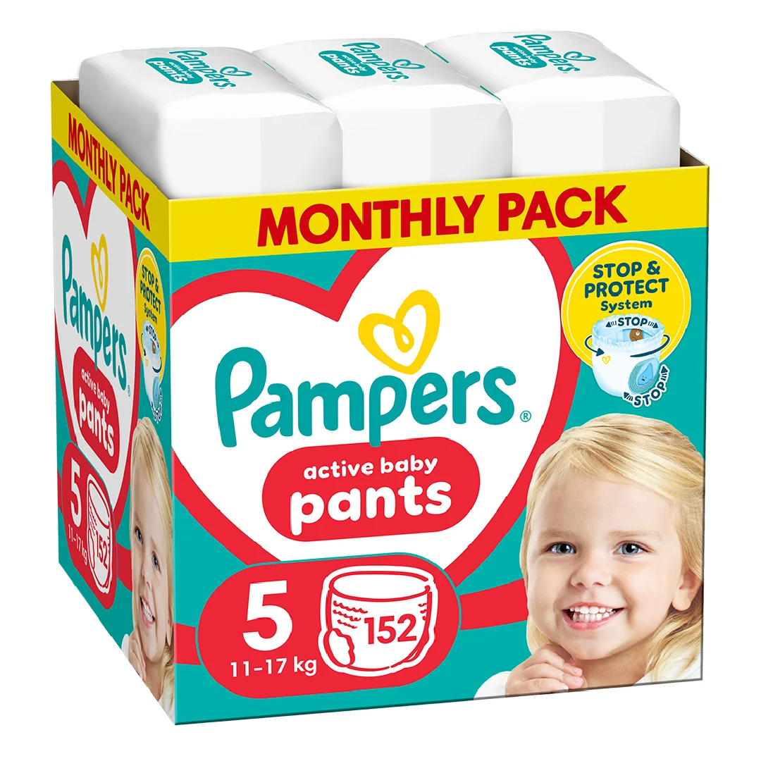Scutece chilotel Active Baby Pants Nr.5, 11-17 kg, 152 bucati, Pampers