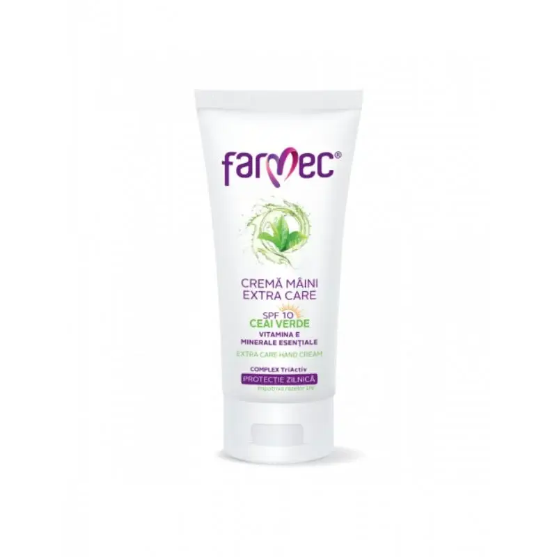 Crema de maini cu SPF 10 si ceai verde Extra Care, 100 ml, Farmec