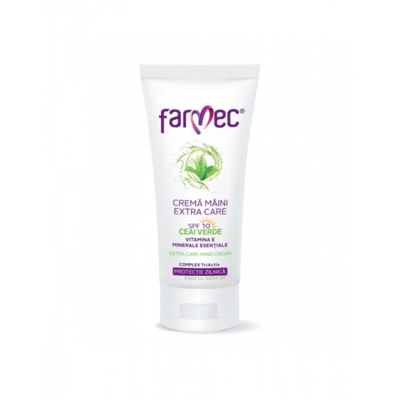 Crema de maini cu SPF 10 si ceai verde Extra Care, 100 ml, Farmec