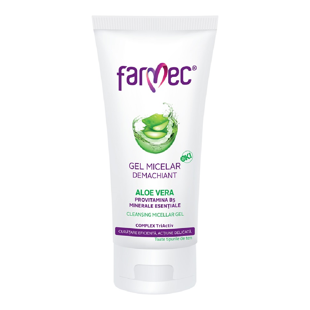 Gel micelar demachiant Aloe Vera, 100 ml, Farmec