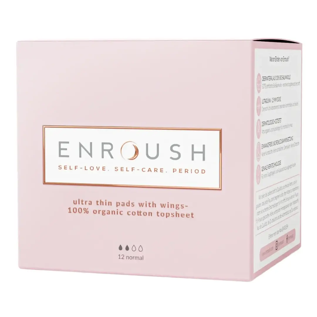 Absorbante din bumbac organic, Normal, 12 bucati, Enroush