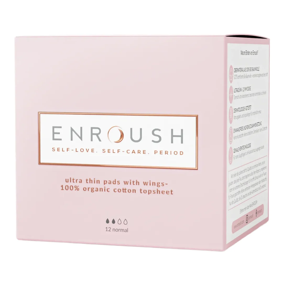 Absorbante din bumbac organic, Normal, 12 bucati, Enroush