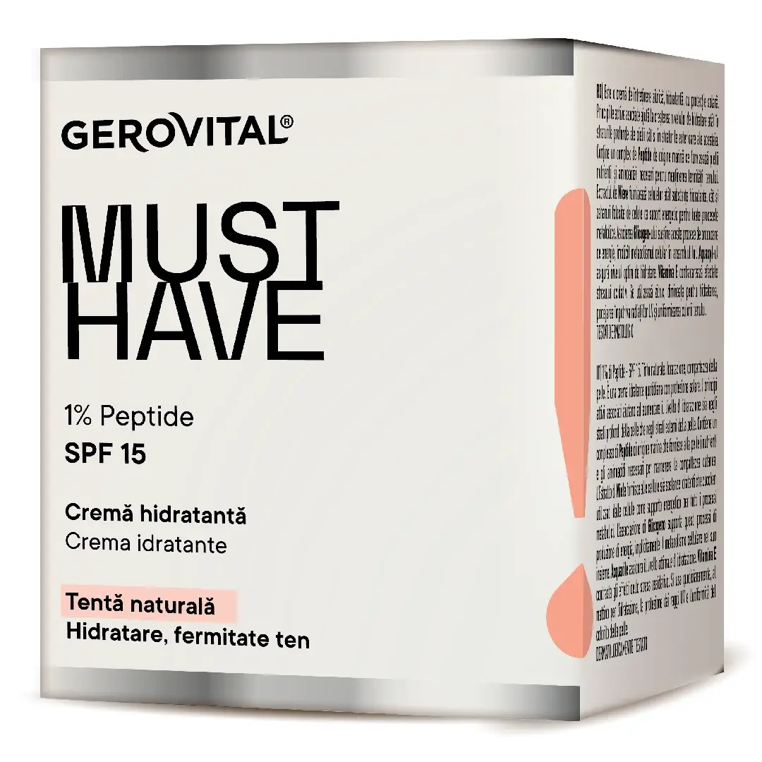 Crema hidratanta 1% Peptide SPF15 Must Have, 50 ml, Gerovital