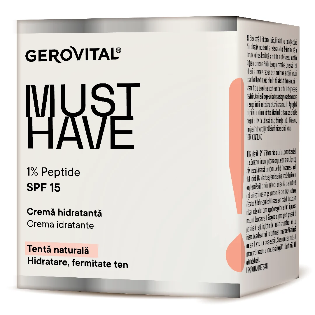 Crema hidratanta 1% Peptide SPF15 Must Have, 50 ml, Gerovital