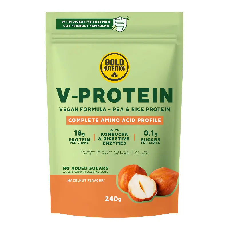 Gold Nutrition Pudra Proteica Vegetala V-protein Alune de padure, 240g