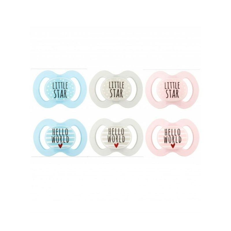 Suzete simetrice decorate fara inel, 0-6 luni, 2 bucati, diverse modele, Baby Nova