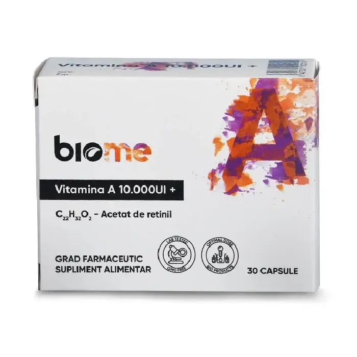 Vitamina A (acetat de retinil) 10.000UI+, 30 capsule, Biome