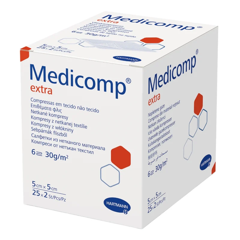 Comprese sterile Medicomp Extra, 5*5 cm, 25 bucati, HartMann