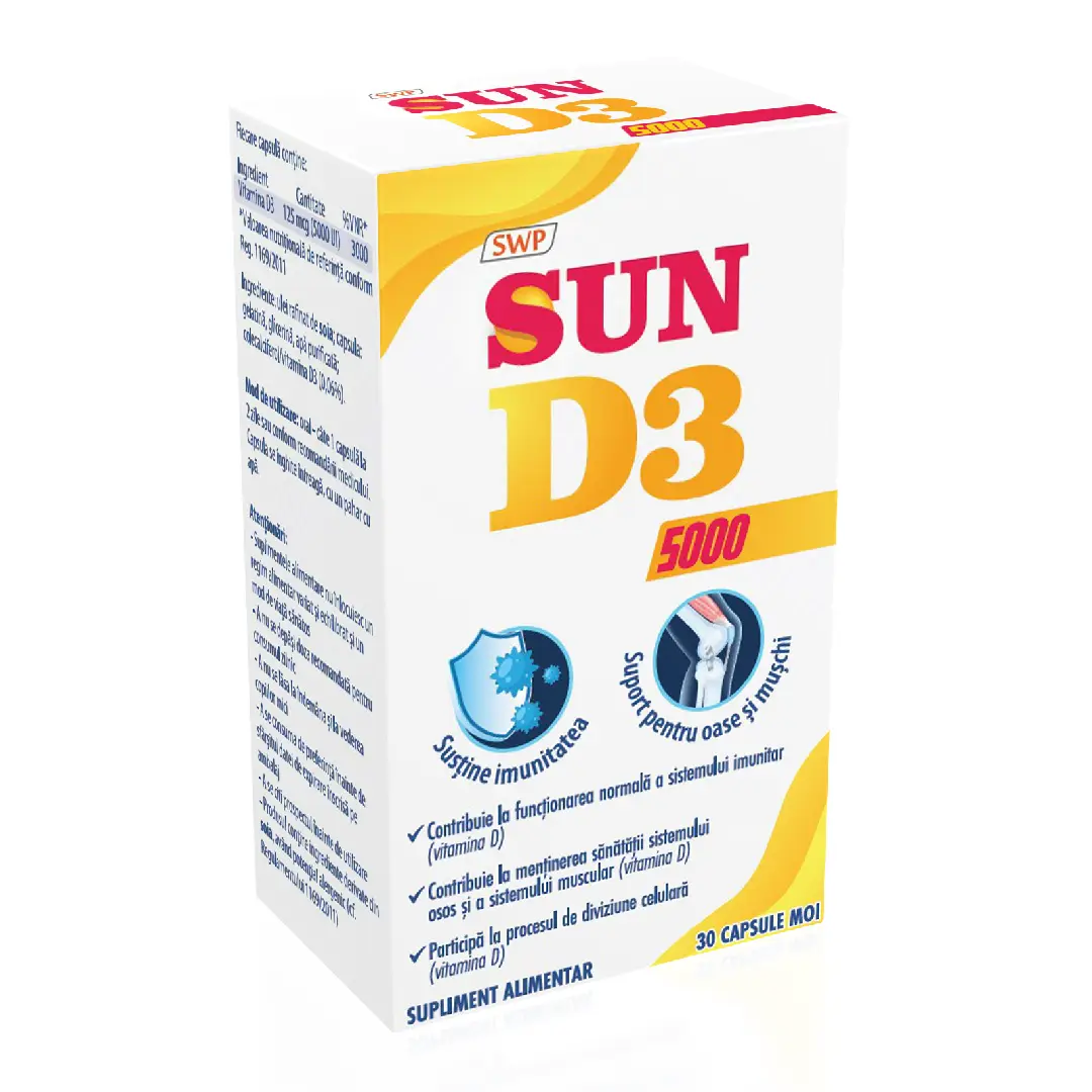Sun D3, 5000 UI, 30 capsule, Sun Wave Pharma