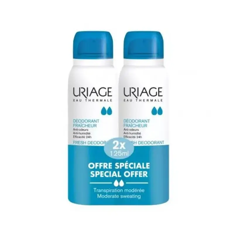 Pachet Deodorant spray cu piatra de alaun, 2*125 ml, Uriage
