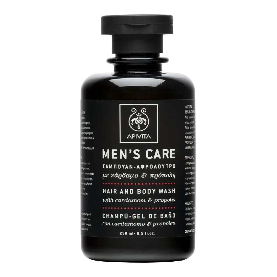 Gel de spalare corp si par pentru barbati, 250 ml, Apivita