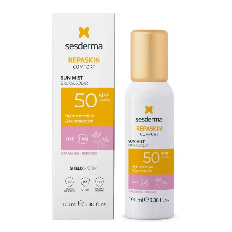 Mist cu protectie solara SPF50, Comfort Repaskin Geranium, 100 ml, Sesderma