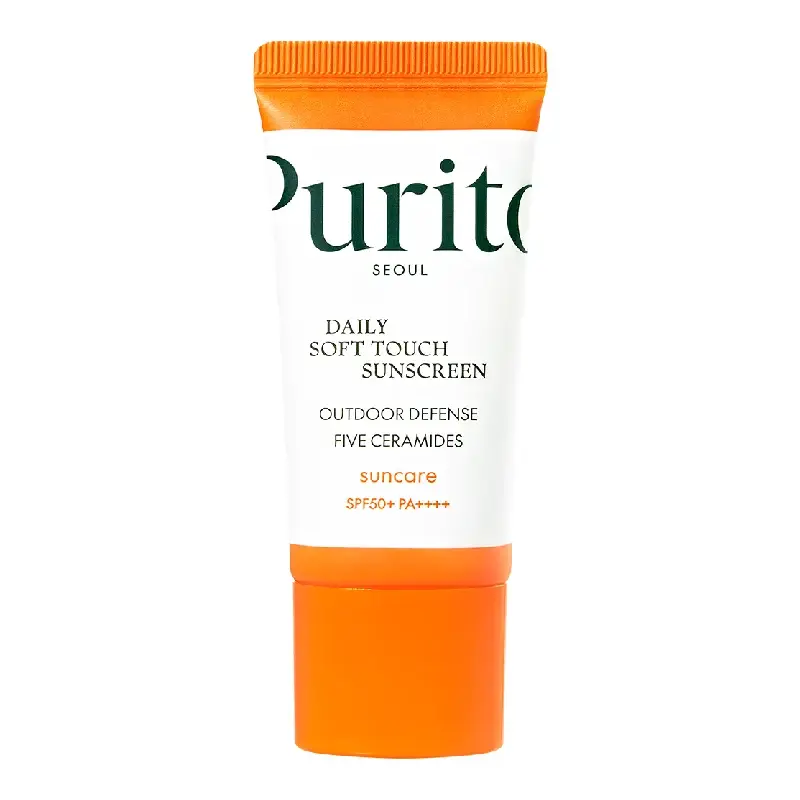 Crema de fata Daily Soft Touch cu factor de protectie SPF 50+, PA++++, Mini, 15 ml, Purito