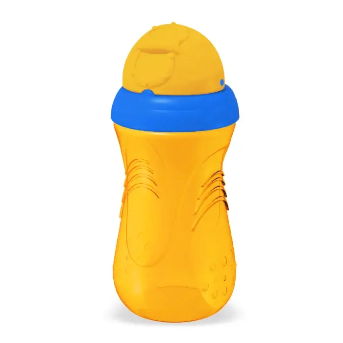 Pahar sport cu pai, portocaliu, +6luni, 350ml, PUR