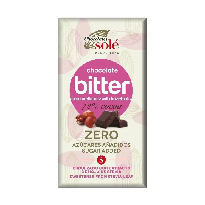 Ciocolata neagra cu alune de padure si stevie, 100 g, Chocolates Sole