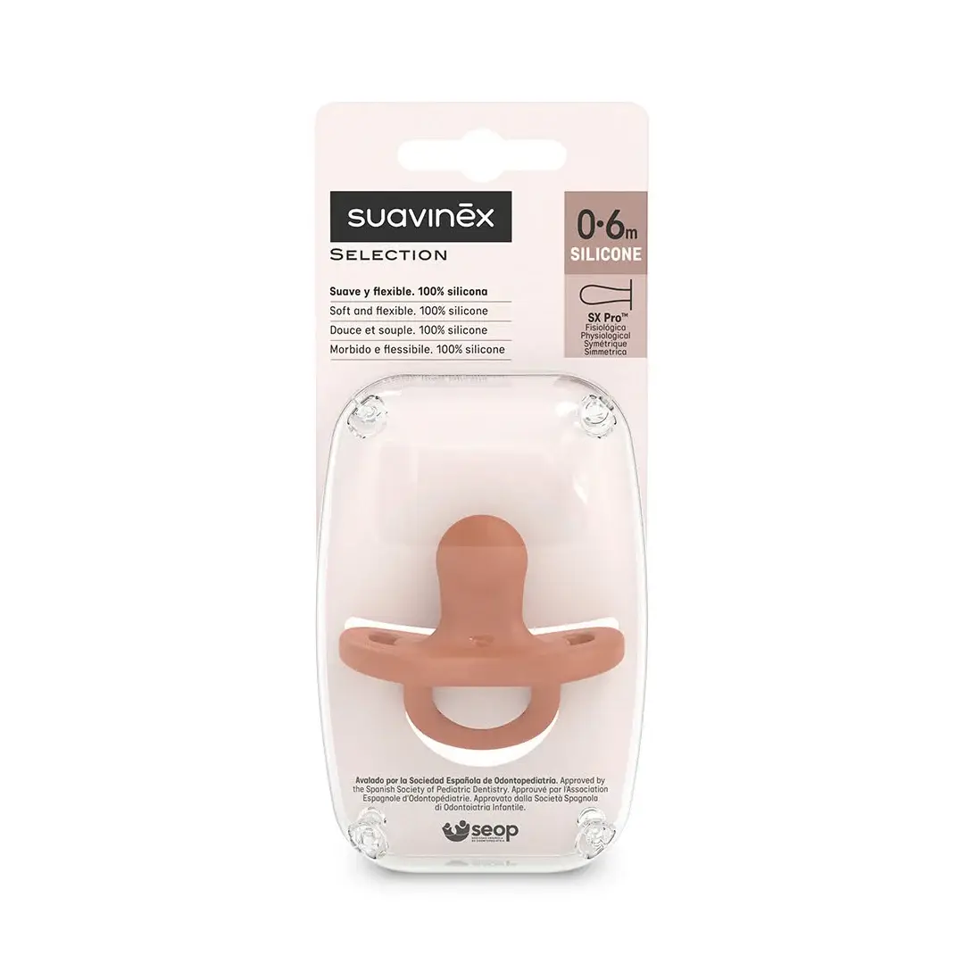 Suzeta fiziologica SX Pro Colour Essence, 0-6 luni, Rosu Caramida, 1 bucata, Suavinex