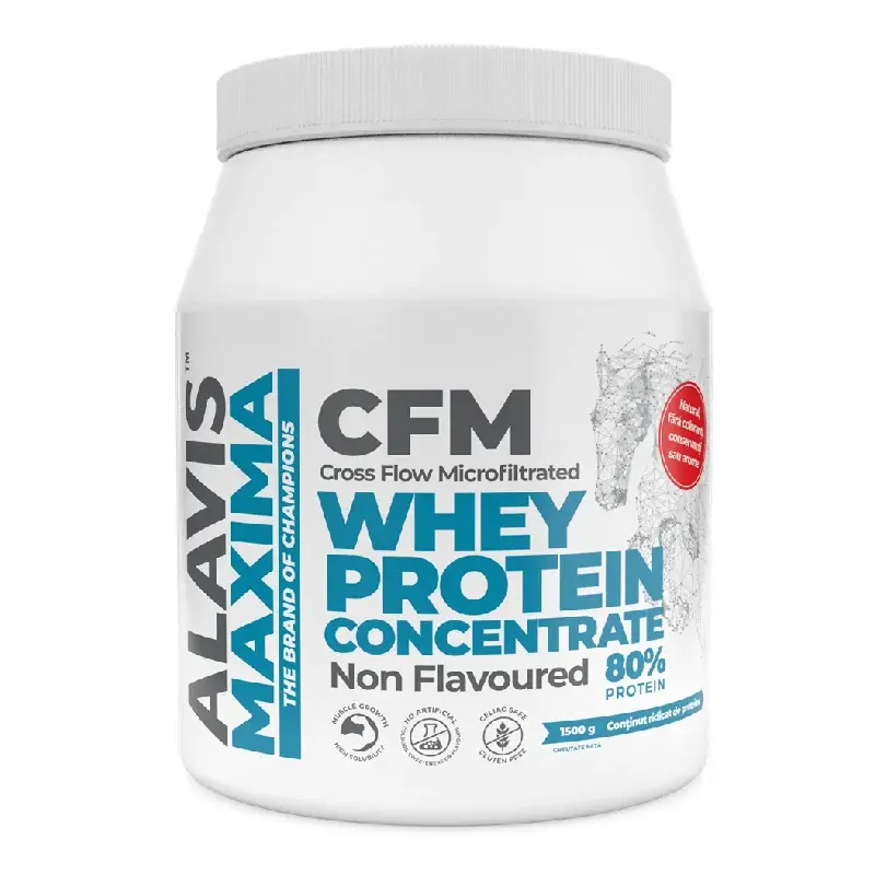 Pudra proteica CFM Whey Protein Concentrate 80%, 1500 g, Alavis Maxima