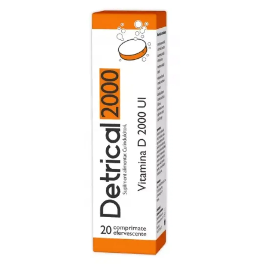 Detrical D3 2000 UI, 20 comprimate efervescente, Zdrovit