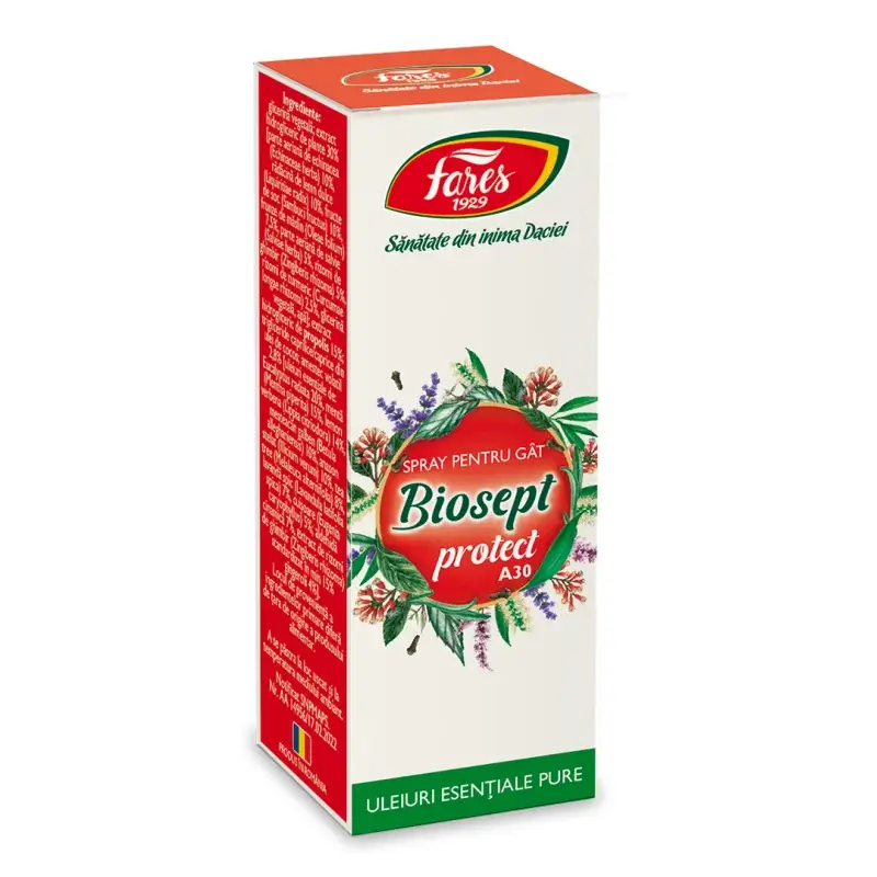 Spray pentru gat A30 Biosept, 20 ml, Fares
