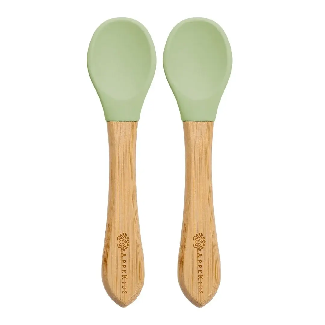Set lingurite din bambus, 6 luni+, Raw Green, Appekids