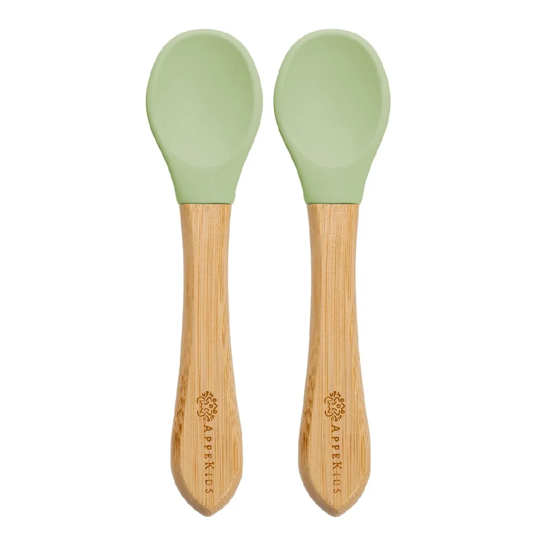 Set lingurite din bambus, 6 luni+, Raw Green, Appekids