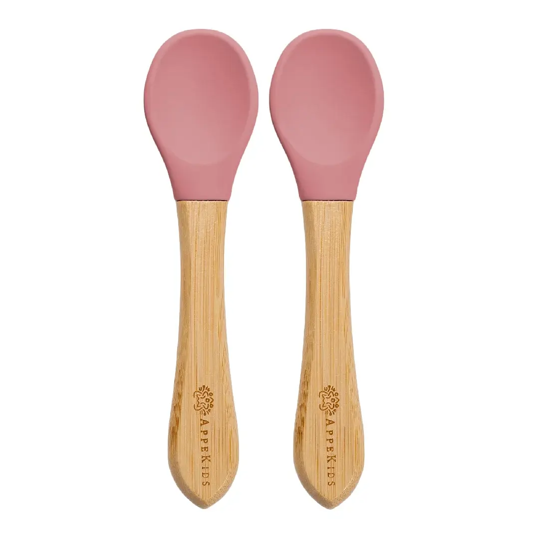 Set lingurite din bambus, 6 luni+, Old Rose, Appekids