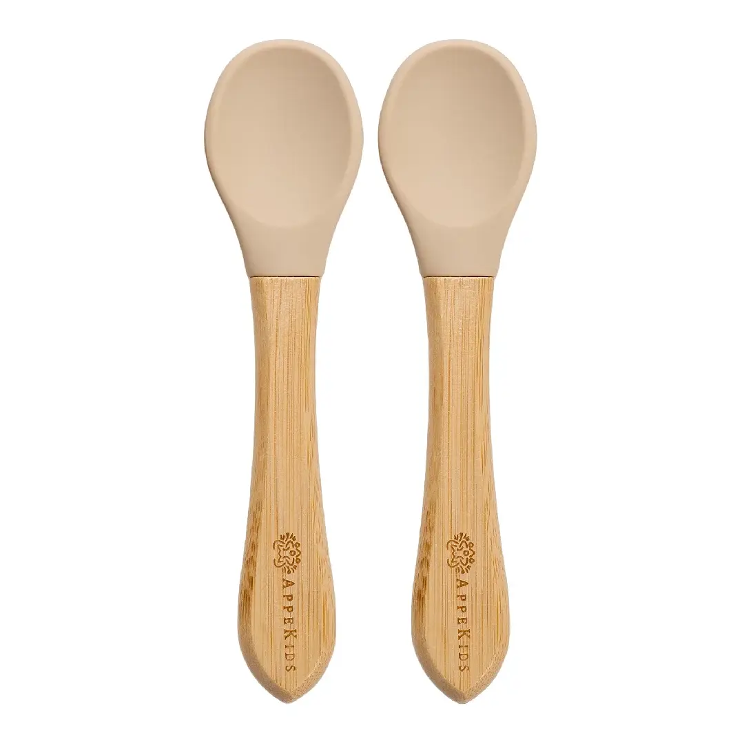 Set lingurite din bambus, 6 luni+, Bubble Beige, Appekids