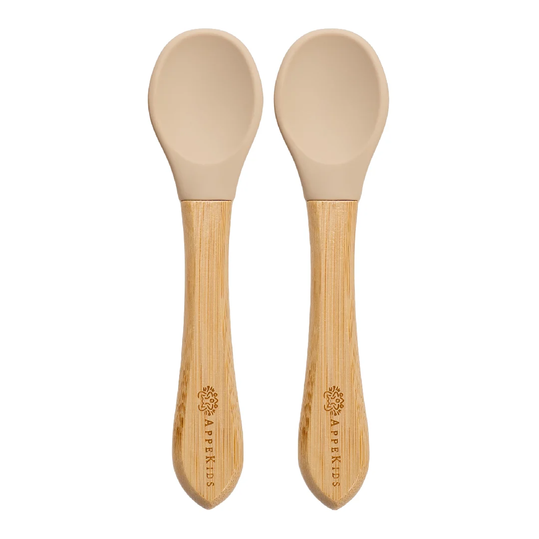 Set lingurite din bambus, 6 luni+, Bubble Beige, Appekids