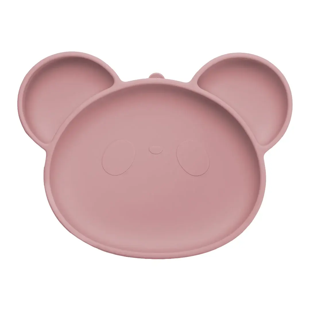 Farfurie din silicon cu ventuza Panda, 6 luni+, Old Rose, Appekids