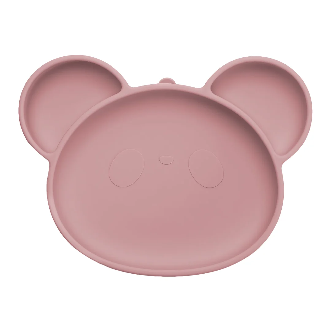Farfurie din silicon cu ventuza Panda, 6 luni+, Old Rose, Appekids